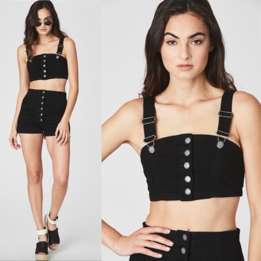 NWT LF CARMAR BLK DENIM CROP TOP - US2/AUS8